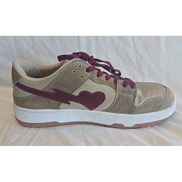 New Nibok Brown and Red Heart Shoes‎ Sneakers  Unisex Women's 11, Men's 9.5 - Picture 5 of 14